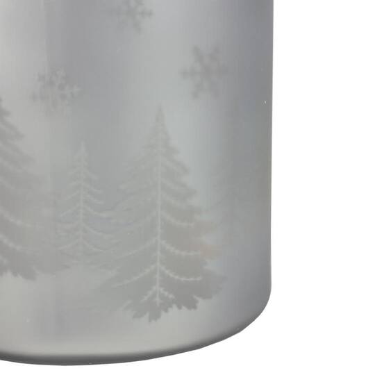 10" Christmas Trees and Snowflakes Pillar Candle Holder with Handle